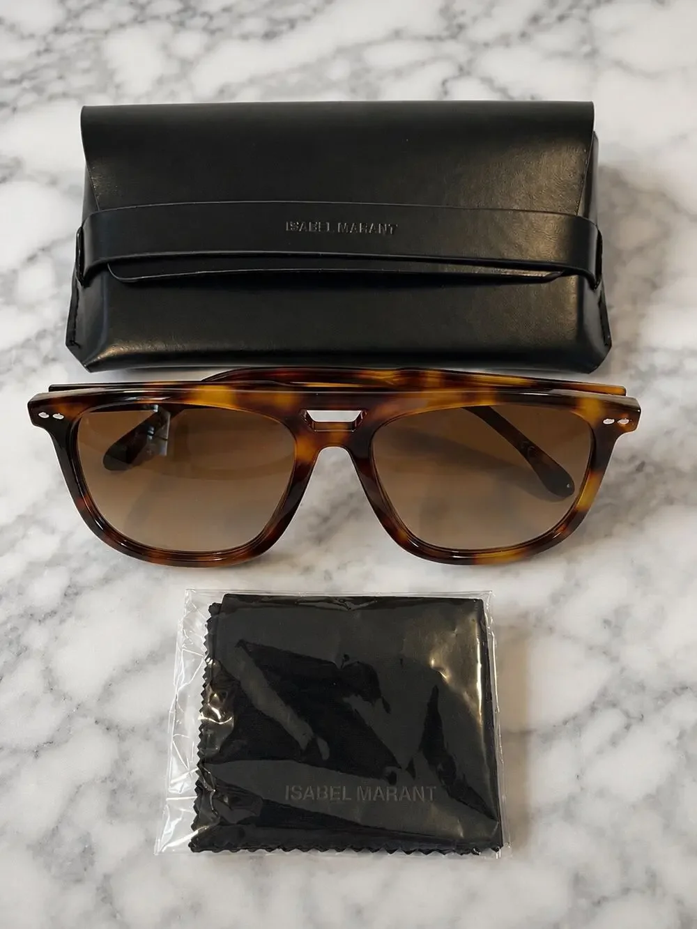 Isabel Marant IM007/S Tortoiseshell Double Bridge Sunglasses 56mm w/ Case